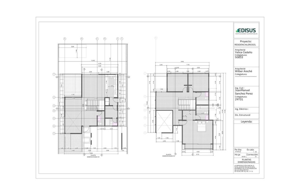 Plano arquitectonico dimensionado de Villa Marina