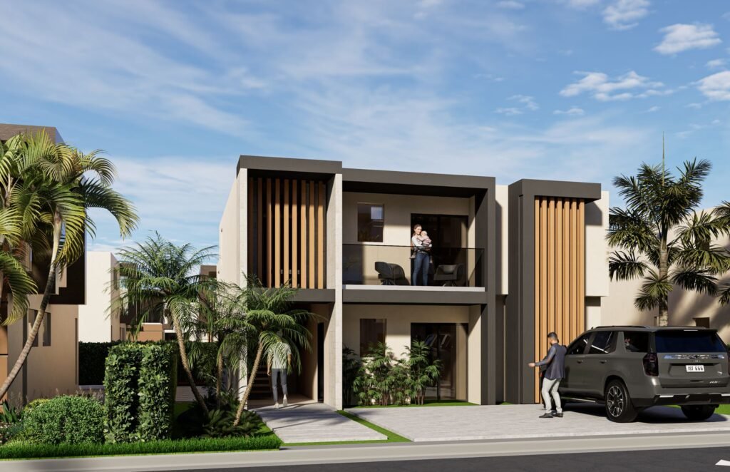 Villas Duplex desde la calle interior del residencial
